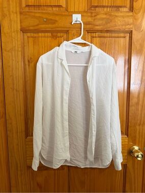 White Men's Lightweight Button-Up Shirt